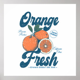 Poster Cozinha de Laranja Fresca Vintage Califórnia Citru