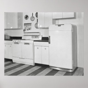 Pôster Cozinha de Meados do Século, 1951. Foto Antiga