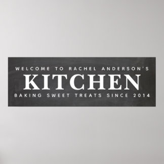 Poster Cozinha de nome personalizado de quadro chalkboard