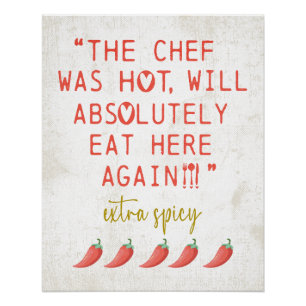 Pôster Cozinha Engraçada de Chef Quente Revê Pimentos Pic