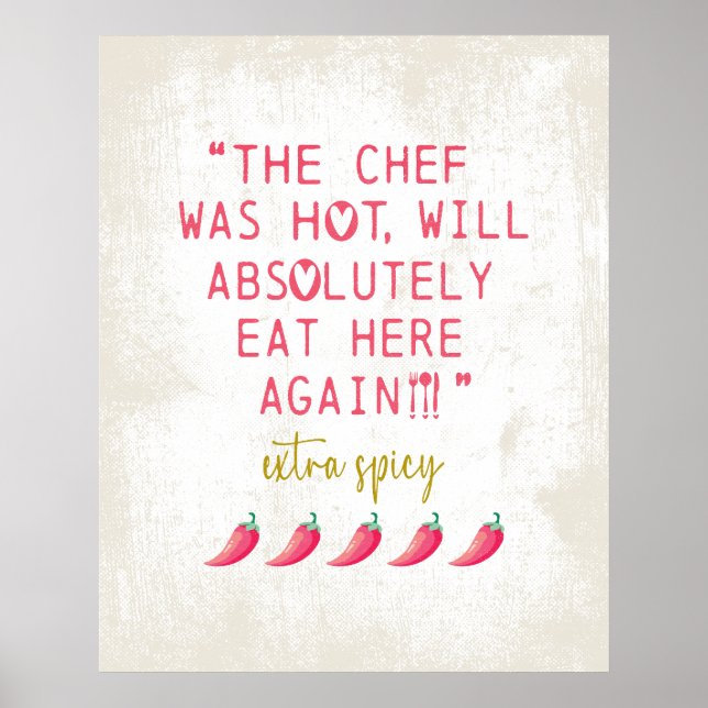 Poster Cozinha Engraçada Reviews Chef era Pimentos Picant (Frente)