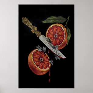 Poster Cozinha Gótica Espada Adaga e Laranja Sangue