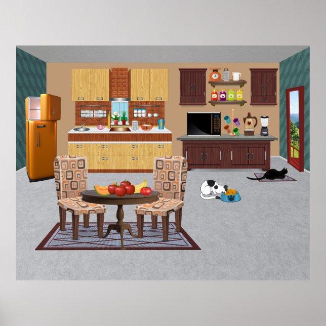 Poster Cozinha Meow-nífica (Frente)