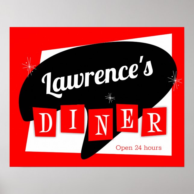 Poster Cozinha Personalizada Vermelha e Frigorífico Preto (Frente)