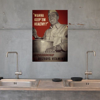 Poster Cozinhar de Comida saudável WII do Estilo de Vinta