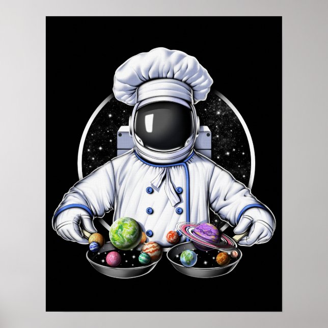 Poster Cozinhar do astronauta espacial (Frente)