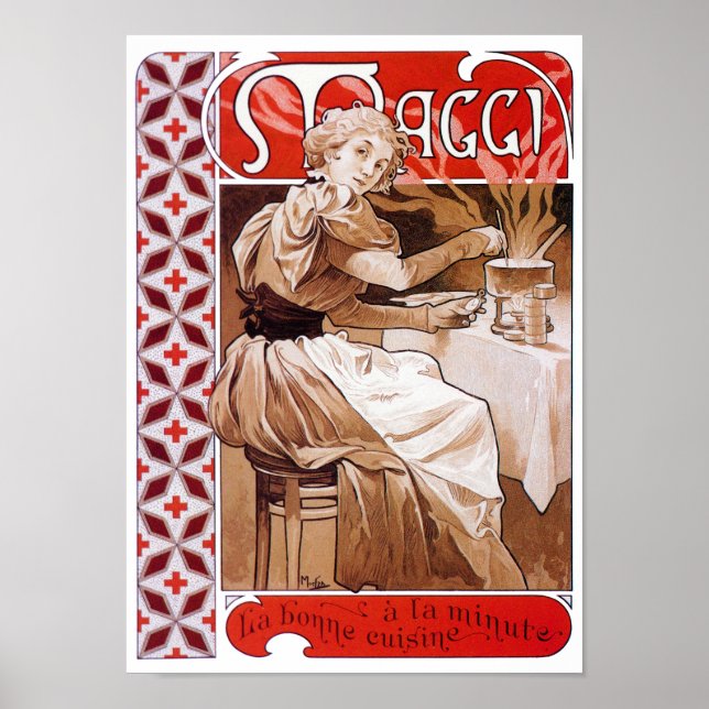 Poster Cozinhar feminino, Alphonse Mucha (Frente)