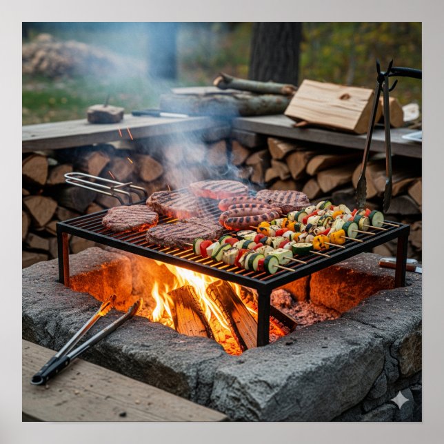 Poster Cozinhar Rustic Outdoor (Frente)