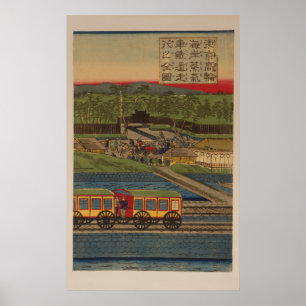 Poster Cozinhe o trem no litoral de Takanawa, painel 3 de