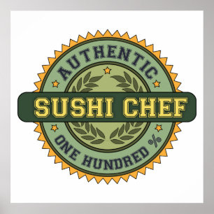 Poster Cozinheiro chefe de sushi autêntico