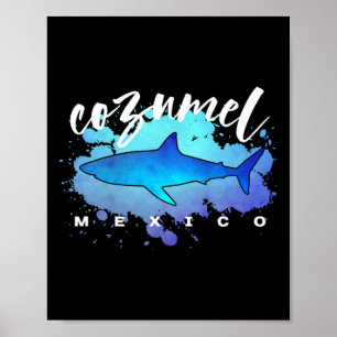 Poster Cozumel México Tubarão Scu Diver Férias de Primave