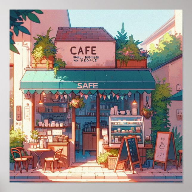 Poster Cozy Anime Cafe Art (Frente)