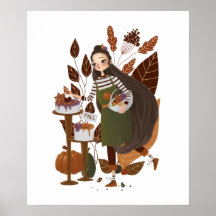 Cozy Autumn Fall Baker Hand Drawn