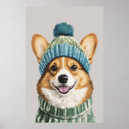 Poster Cozy Corgi na engrenagem de inverno