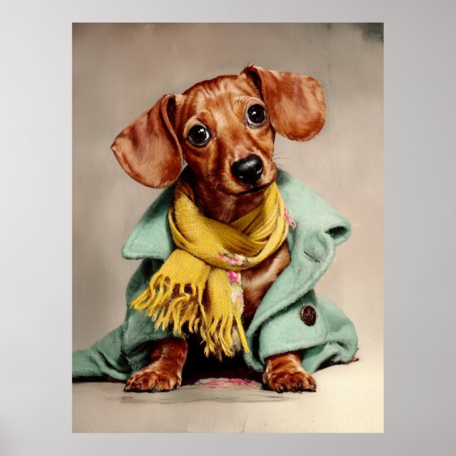 Poster Cozy Dachshund Fashion Portrait (Frente)
