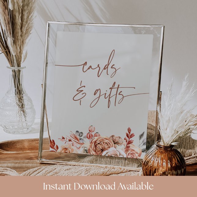 Poster Cozy Fall Floral Baby Shower Cards & Gifts Sign (Criador carregado)