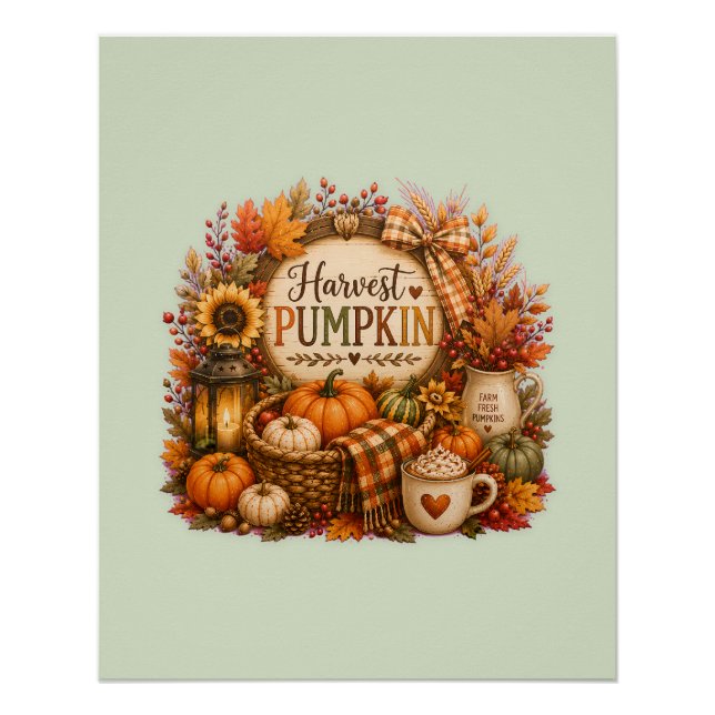 Pôster Cozy Harvest Pumpkin / Cosecha Acogedora  (Frente)