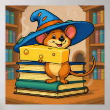 Cozy Library Scene: Humorous Mirthful Mouse
