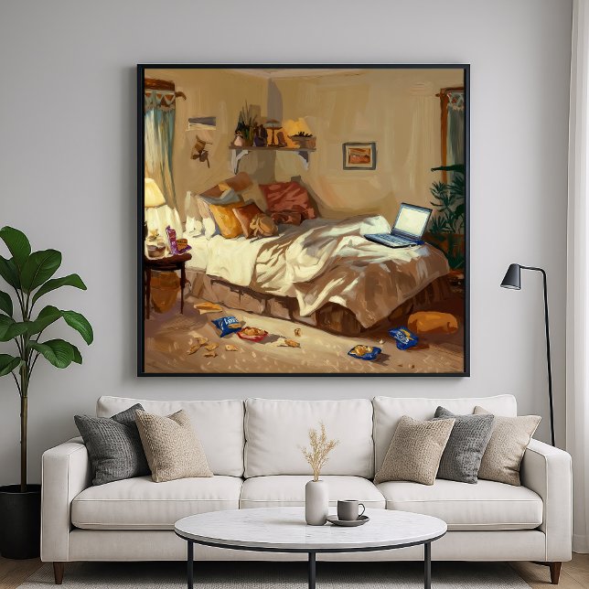 Poster Cozy Mess Bedroom - Estilo Painterino Dentro da Ar (Criador carregado)