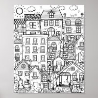 Cozy Town Cute Funny Cats Doodô Coloração de Adult