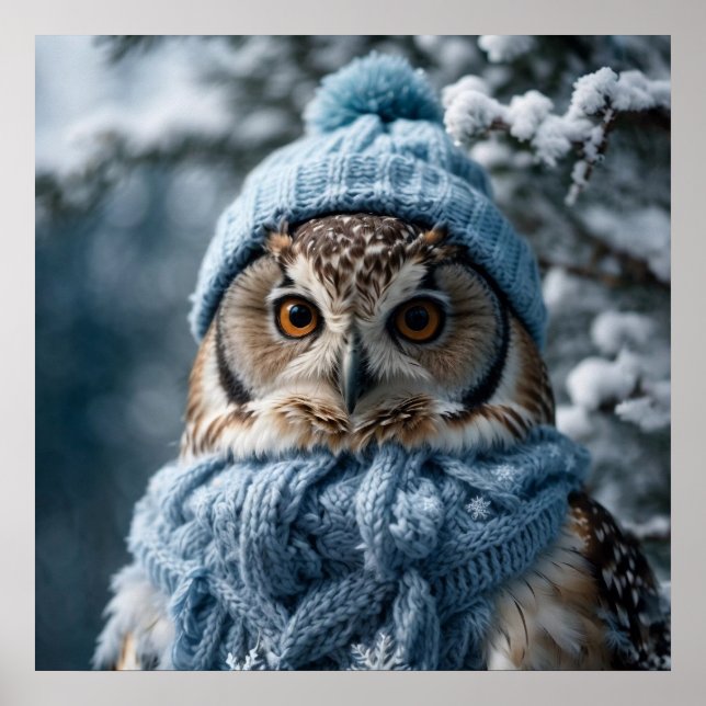 Poster Cozy Whimsical Winter Wonderland Owl (Frente)