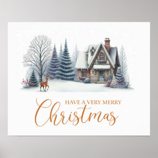 Poster Cozy Winter Cabin “Have a Very Merry Christmas"
