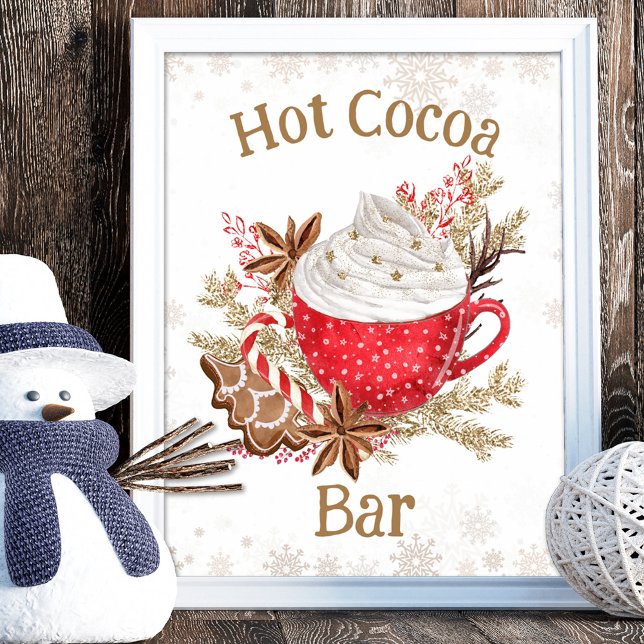 Poster Cozy Winter Hot Cocoa Cookies Bar Natal (Criador carregado)