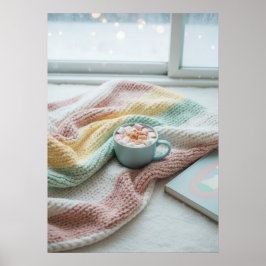Poster Cozy Winter Morning – Pastel Blanket and Hot Cocoa