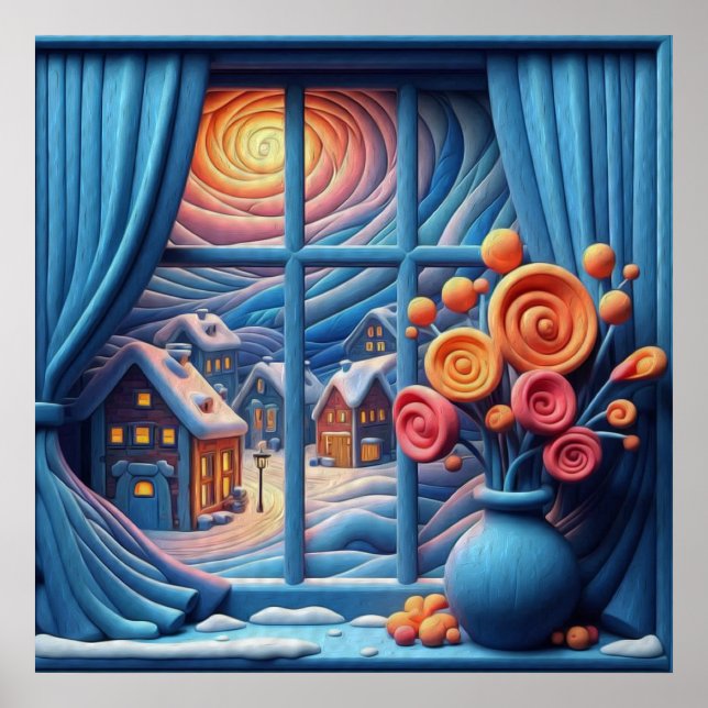 Poster Cozy Winter Noite (Frente)