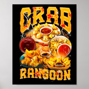 Poster Crab Rangoon Meme Contrafação Estilo Rap 90s Vinta