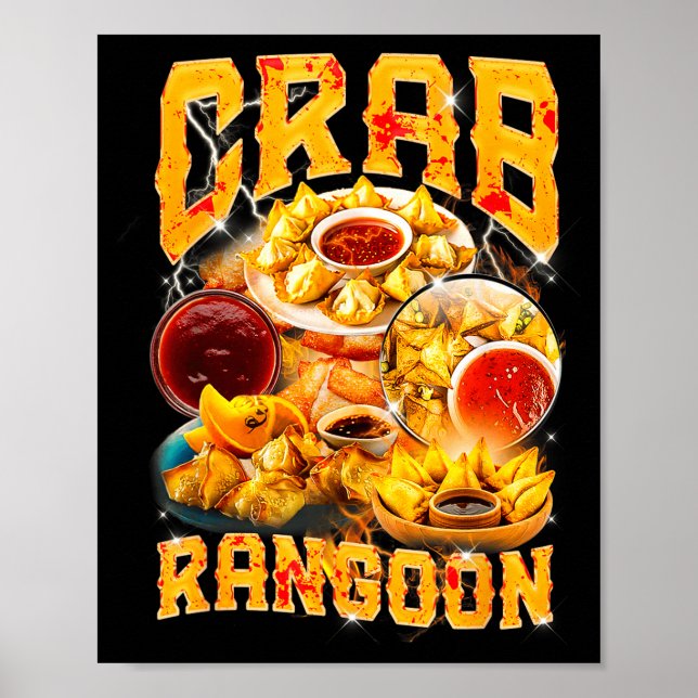 Poster Crab Rangoon Meme Contrafação Estilo Rap 90s Vinta (Frente)