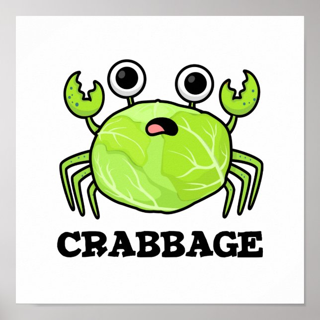 Poster Crabbage Funny Cabbage Crab Pun (Frente)
