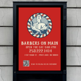 Poster Crachá de Barber Retroativo e Código QR