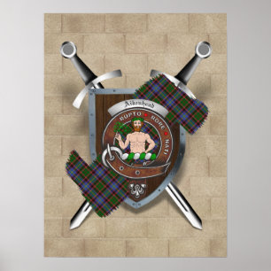 Poster Crachá de Clã Aikenhead com Espadas Cruzadas Pos