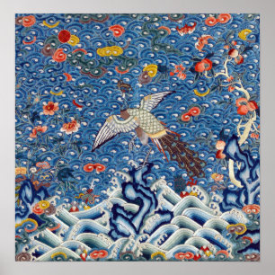 Poster Crachá do grau da dinastia de Qing com pavão