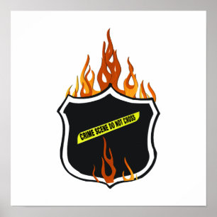 Pôster Crachá flamejante da polícia do tatuagem