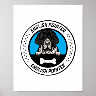 Poster Crachá Inglês Pointer Peeking Illustration