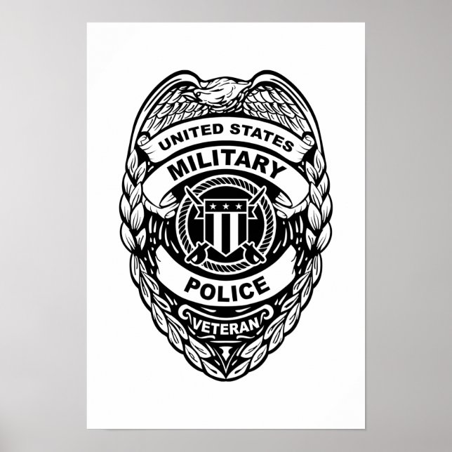 Poster Crachá Veterano da Polícia Militar dos EUA (Frente)