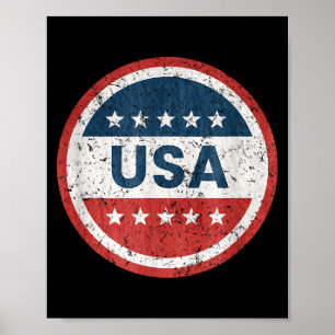 Poster Crachá vintage dos EUA gráfico da bandeira america