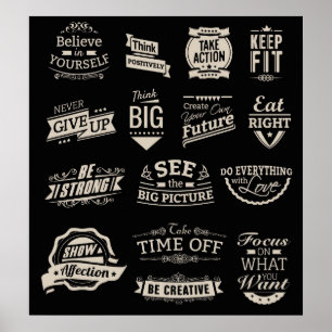 Poster Crachás inspiradores preto e branco