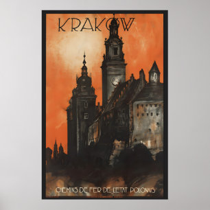 Poster Cracóvia Polônia - Cartaz de Viagem Vintage Estilo
