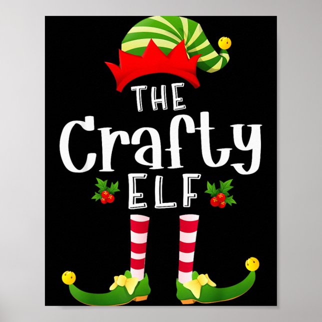Poster Crafty Christmas Elf Matching Pajama X-mas Party  (Frente)