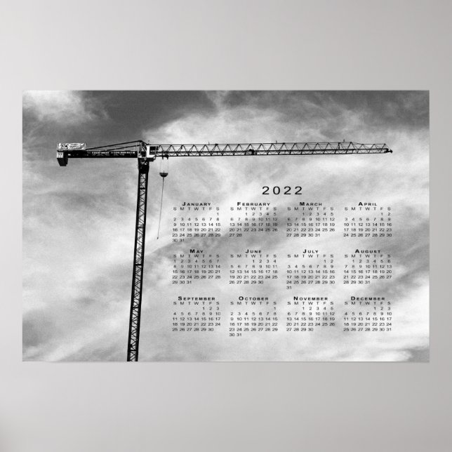 Poster Crane de Construção 2022 Calendário Foto de Belas  (Frente)