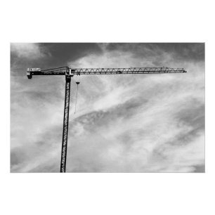 Pôster Crane de Construção Artística - Foto Preta e Branc