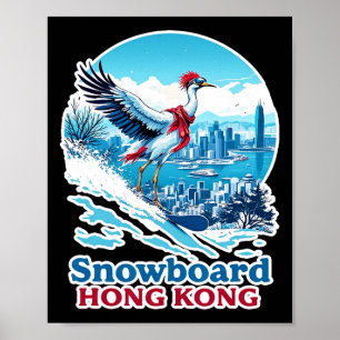 Poster Crane De Snowboard Em Hong Kong Blue Skyline