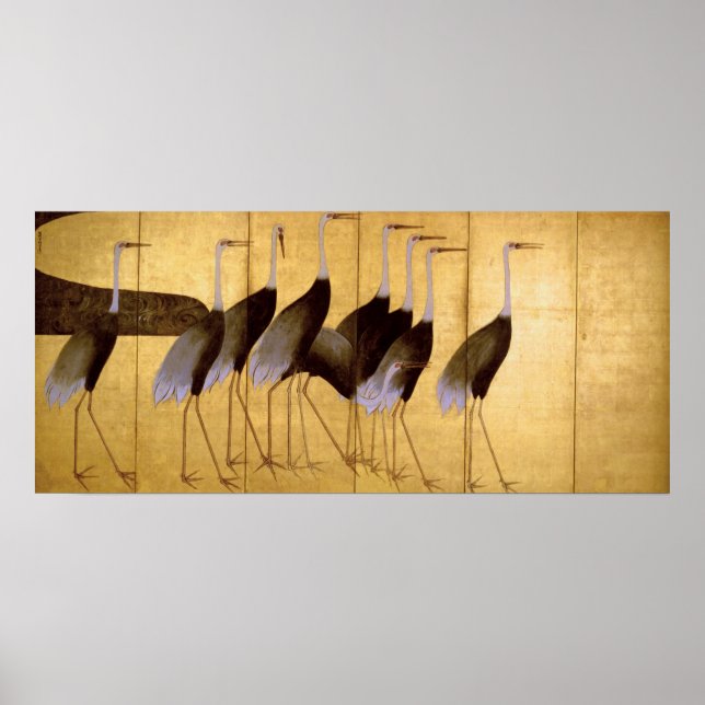 Poster Crane, Ogata Korin, Belas Artes Japonesas (Frente)