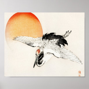 Poster Crane voadora de Kōno Bairei