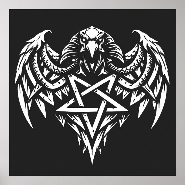 Poster Cráneo Pentagrama Tribal por BurnsInhell (Frente)