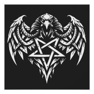 Pôster Cráneo Pentagrama Tribal por BurnsInhell