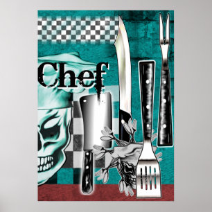 Pôster Crânio 4 do cozinheiro chefe